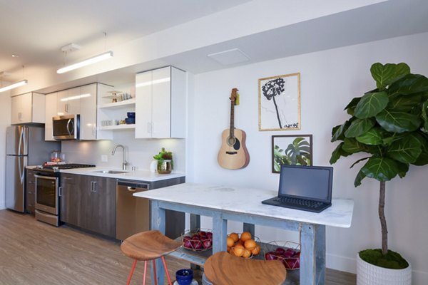 Dining room featuring modern table and chairs in Parker luxury apartments
