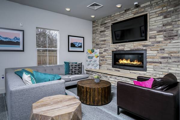 clubhouse fire place at The Rocks Apartments