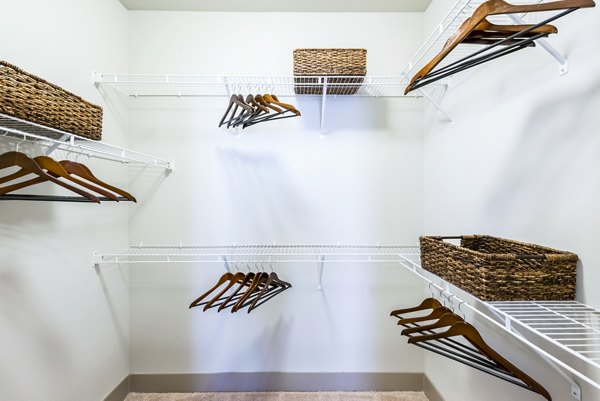 bedroom closet at Platform Apartments