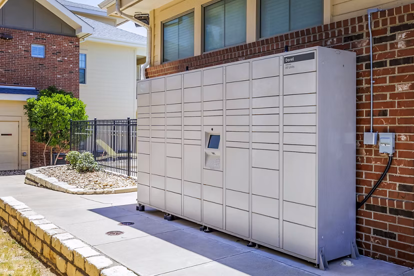 Secure parcel locker at The Dorel/Girard Court Apartments for convenient package delivery