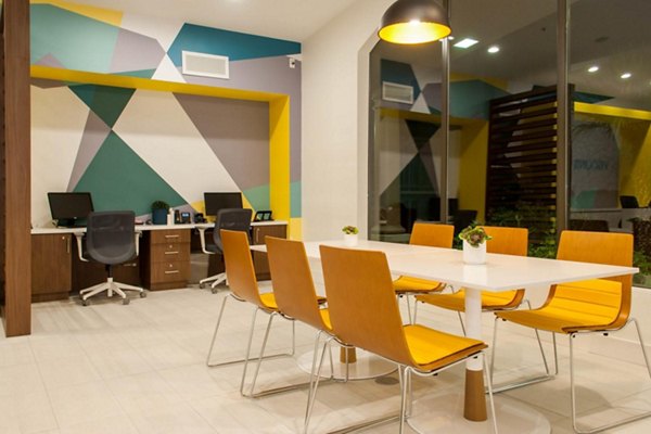 Meeting room featuring modern design and ample seating at The Glen at Old Town Apartments