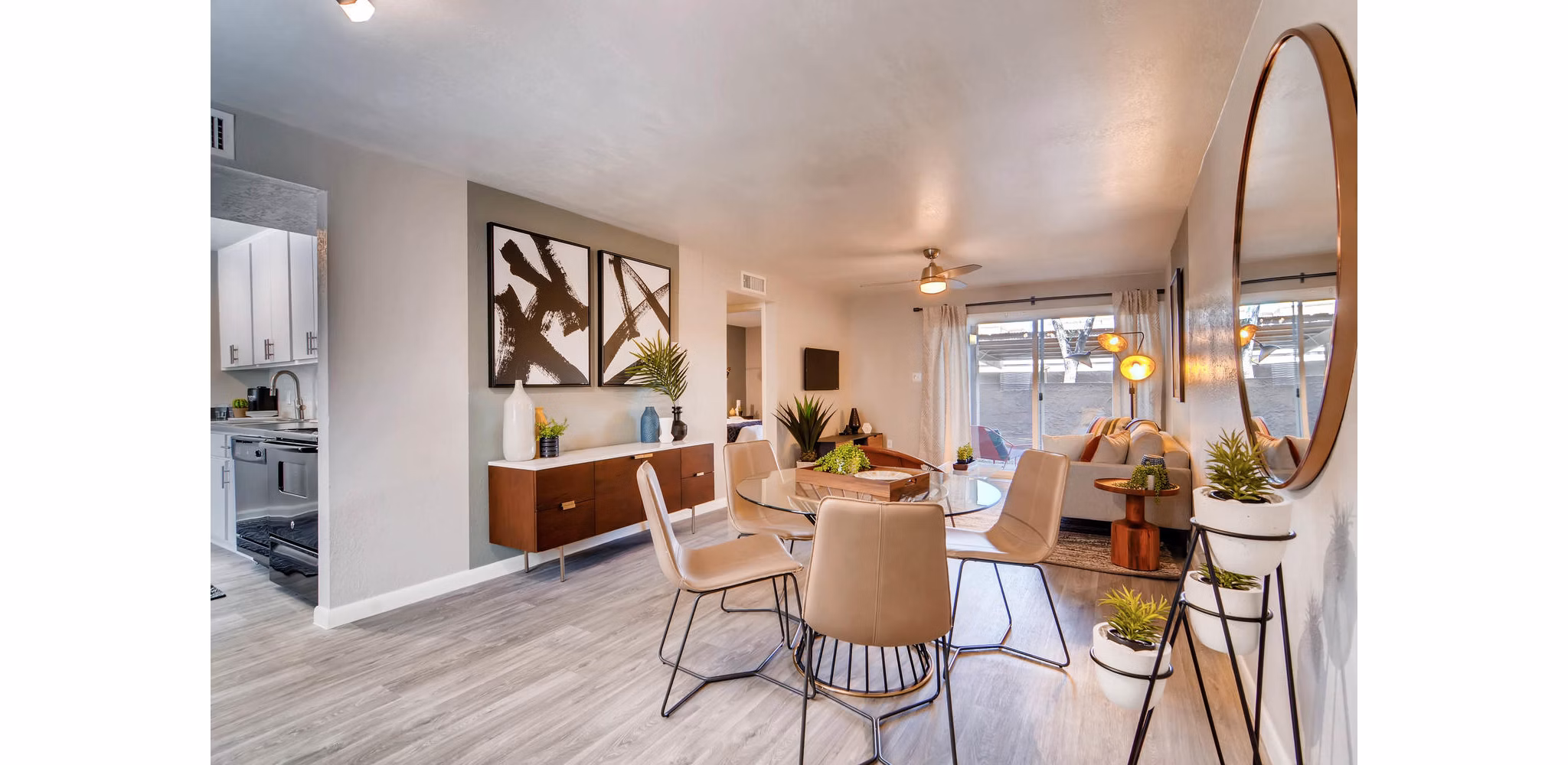 Dining room with modern decor at The Glen at Old Town Apartments