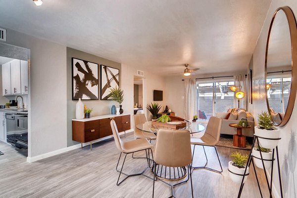 Dining room with modern decor at The Glen at Old Town Apartments