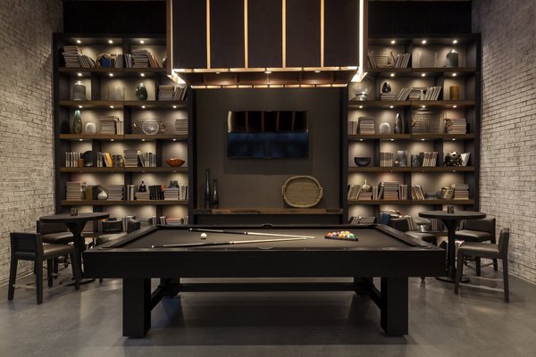 Clubhouse with modern design and cozy seating at Anthology Apartments
