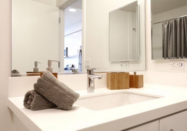 bathroom at Waterbend Apartments