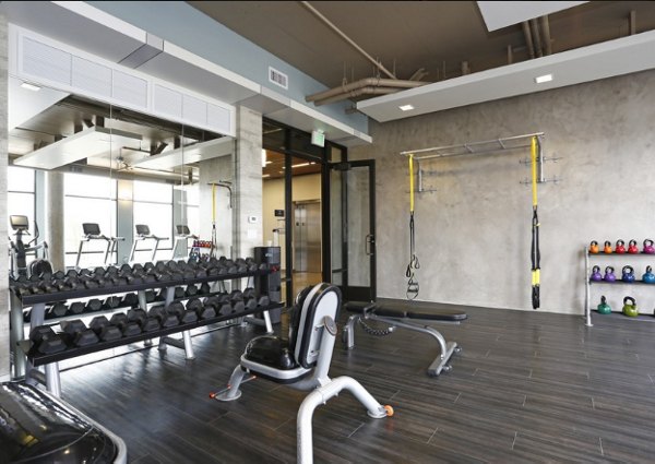State-of-the-art fitness center with modern equipment at Waterbend Apartments
