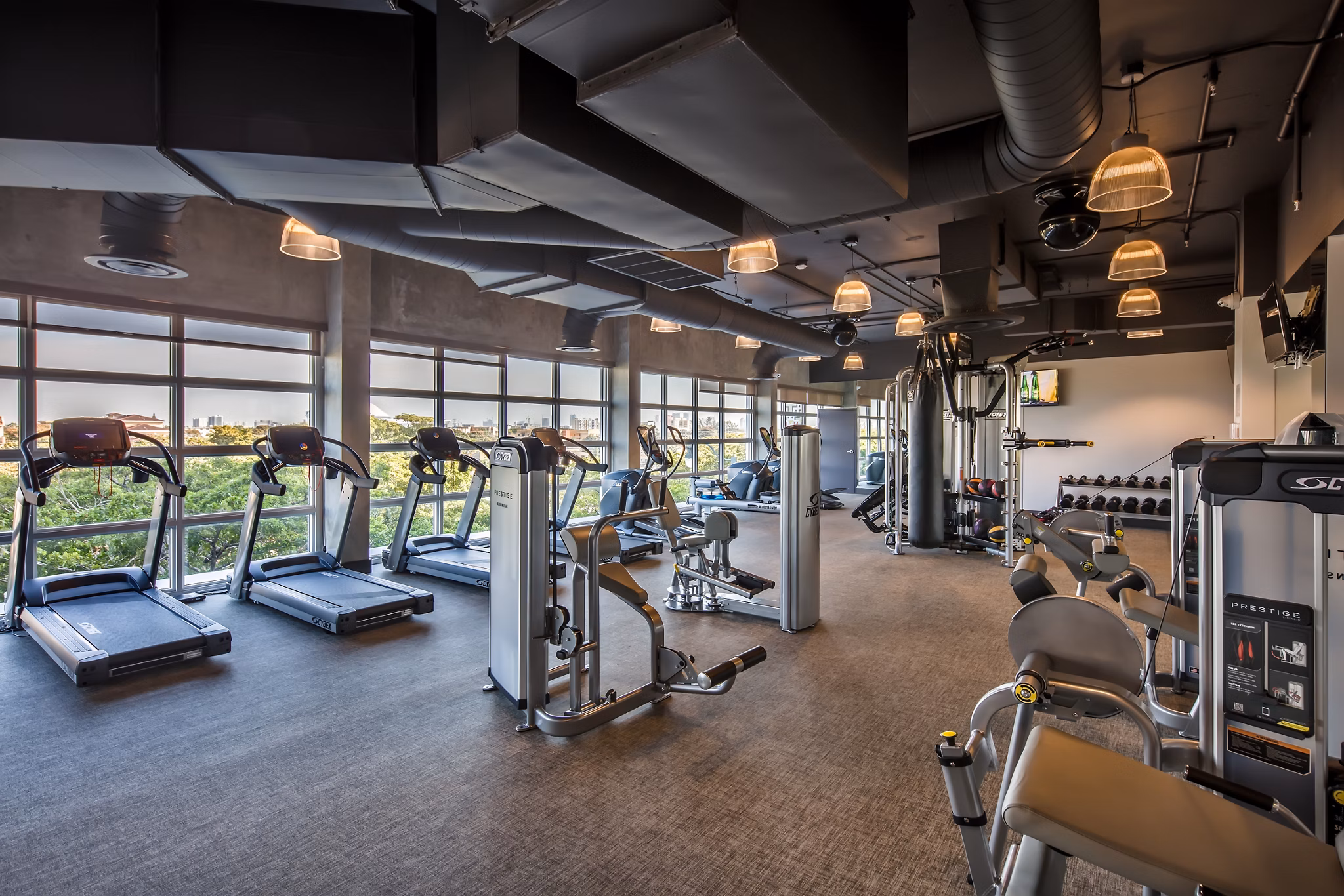 fitness center at InTown Apartments