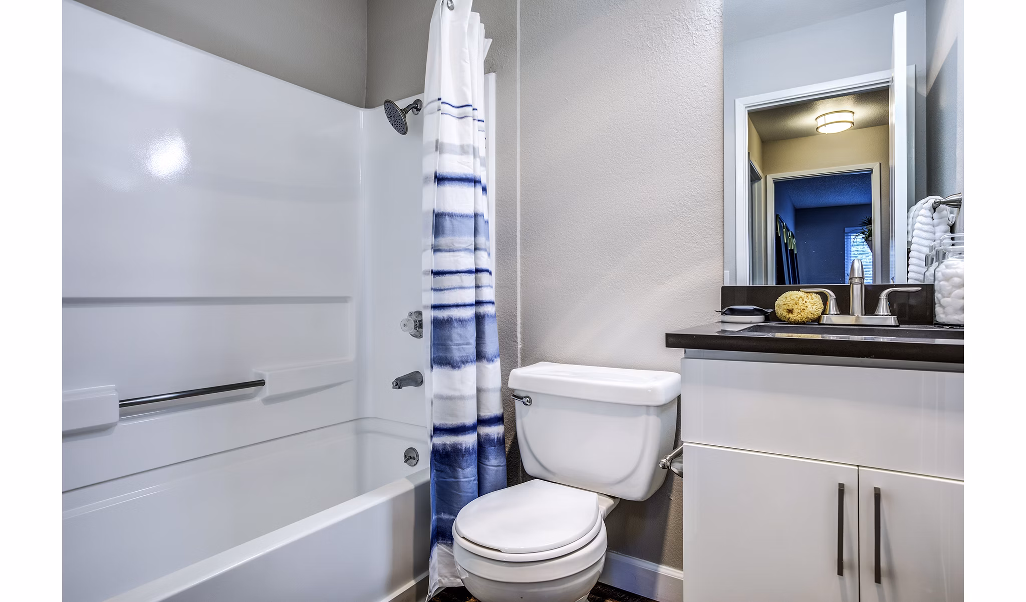 Elegant bathroom with modern fixtures at Avana Almaden Apartments in San Jose, providing a luxurious living experience