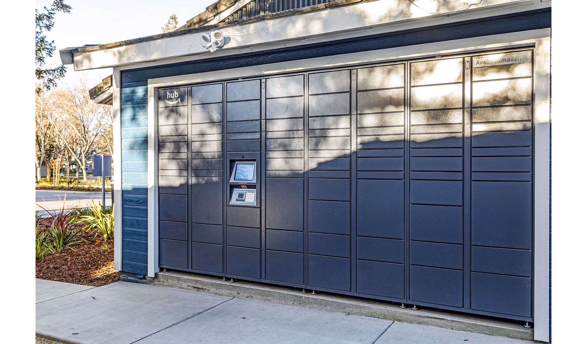 Modern parcel pick-up/mail room at Avana Almaden Apartments, a Greystar luxury property in San Jose