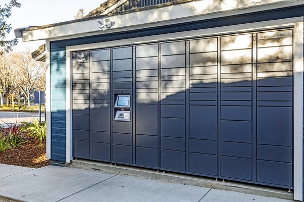 Modern parcel pick-up/mail room at Avana Almaden Apartments, a Greystar luxury property in San Jose