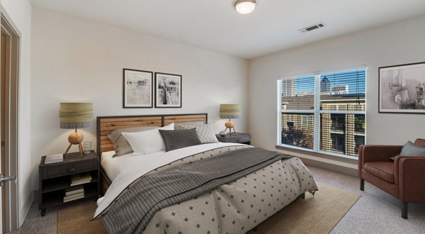bedroom at Pencil Factory Flats Apartments