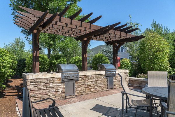 grill area at Lux at Stoughton Apartments