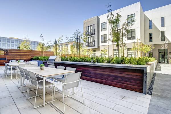 patio area at Quimby at Bay Meadows Apartments