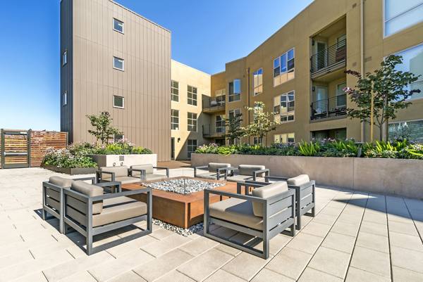 fire pit at The Russell Apartments