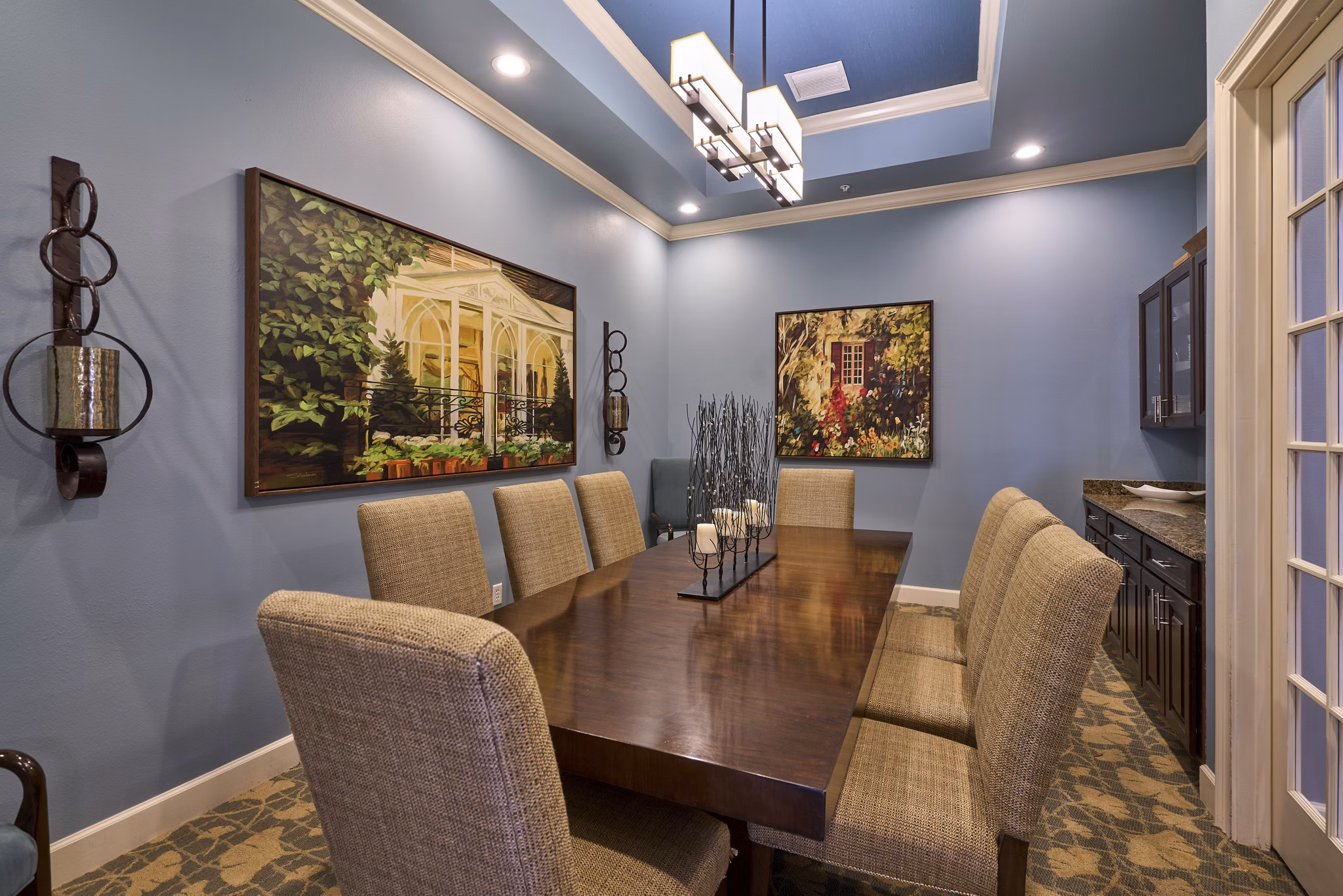 Arietta Apartments: Stylish clubhouse with modern design and seating areas