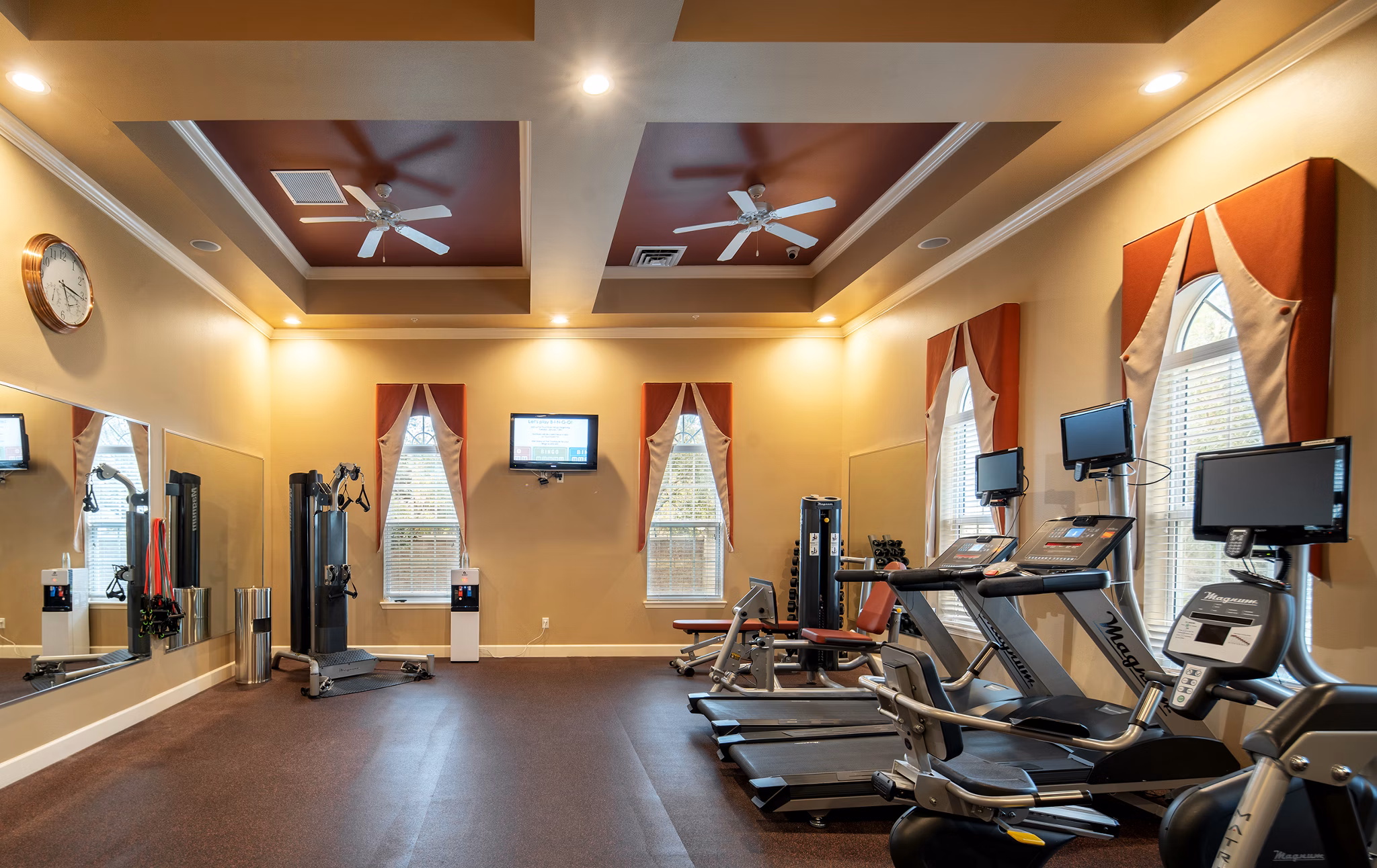 Modern fitness center with state-of-the-art equipment at Arietta Apartments for an active lifestyle