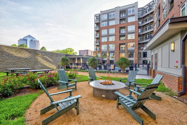 fire pit at Liberty Warehouse Apartments