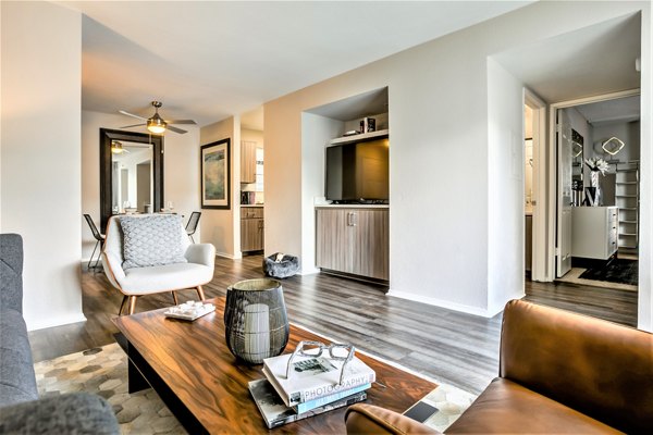 Spacious living room with modern decor in Avana Stoneridge Apartments
