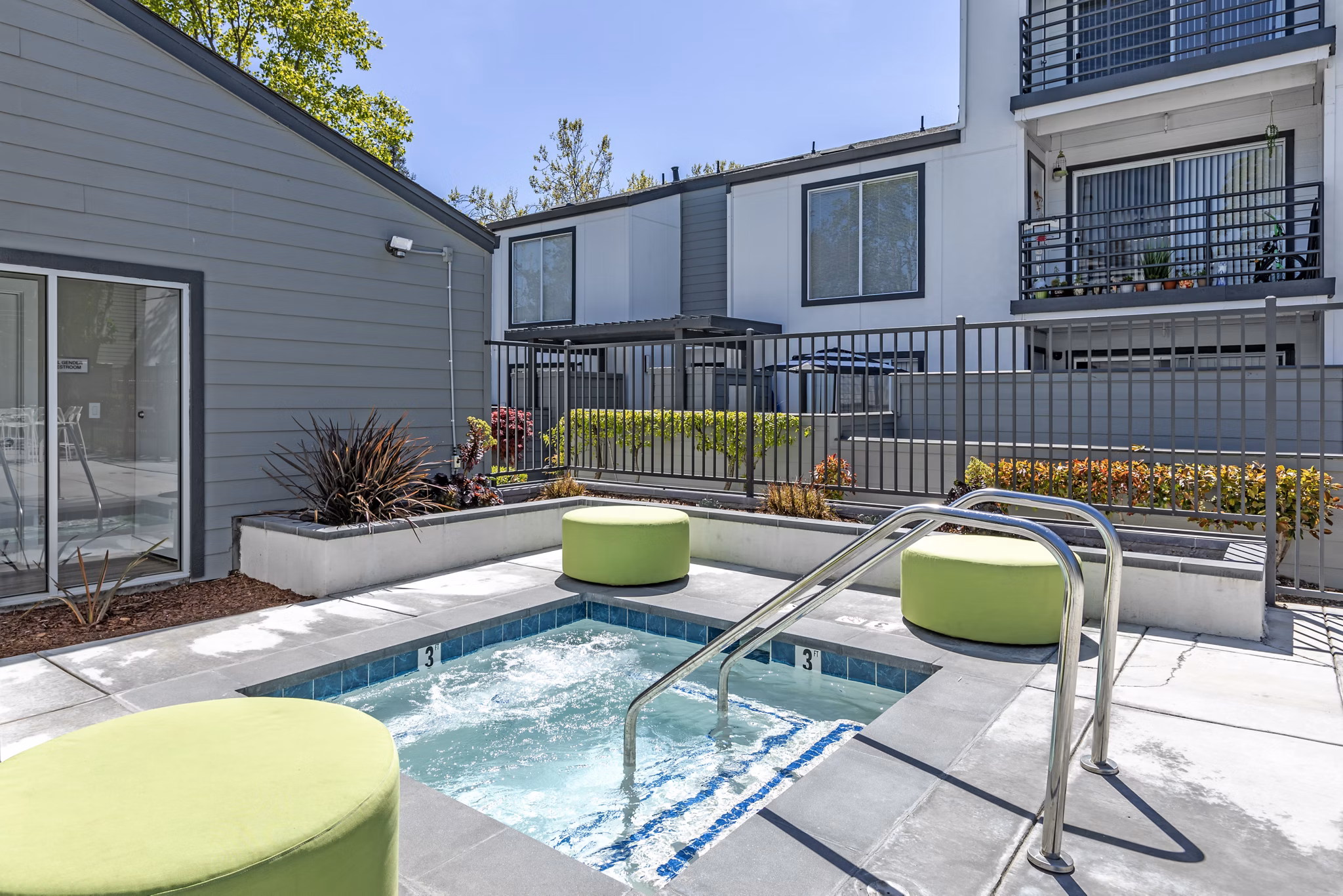 Luxurious hot tub at Avana Stoneridge Apartments offering relaxation and comfort