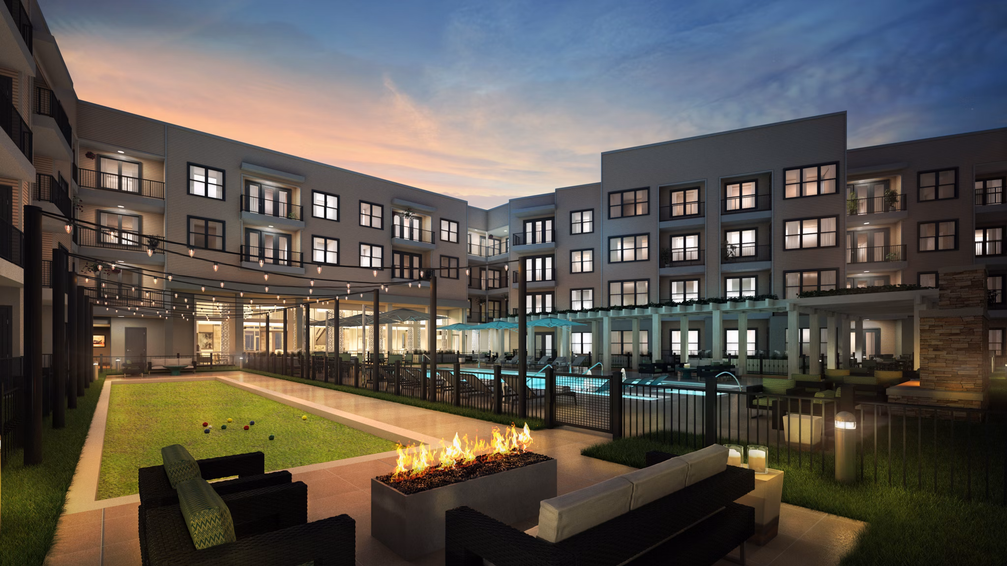 exterior rendering at Overture Mueller Apartments
