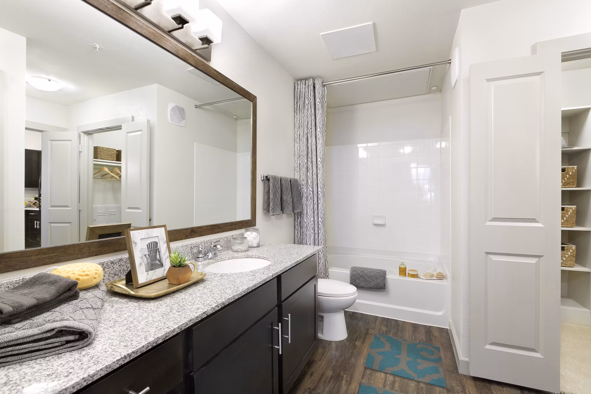 Bathroom featuring modern fixtures at Villas on the Hill Apartments