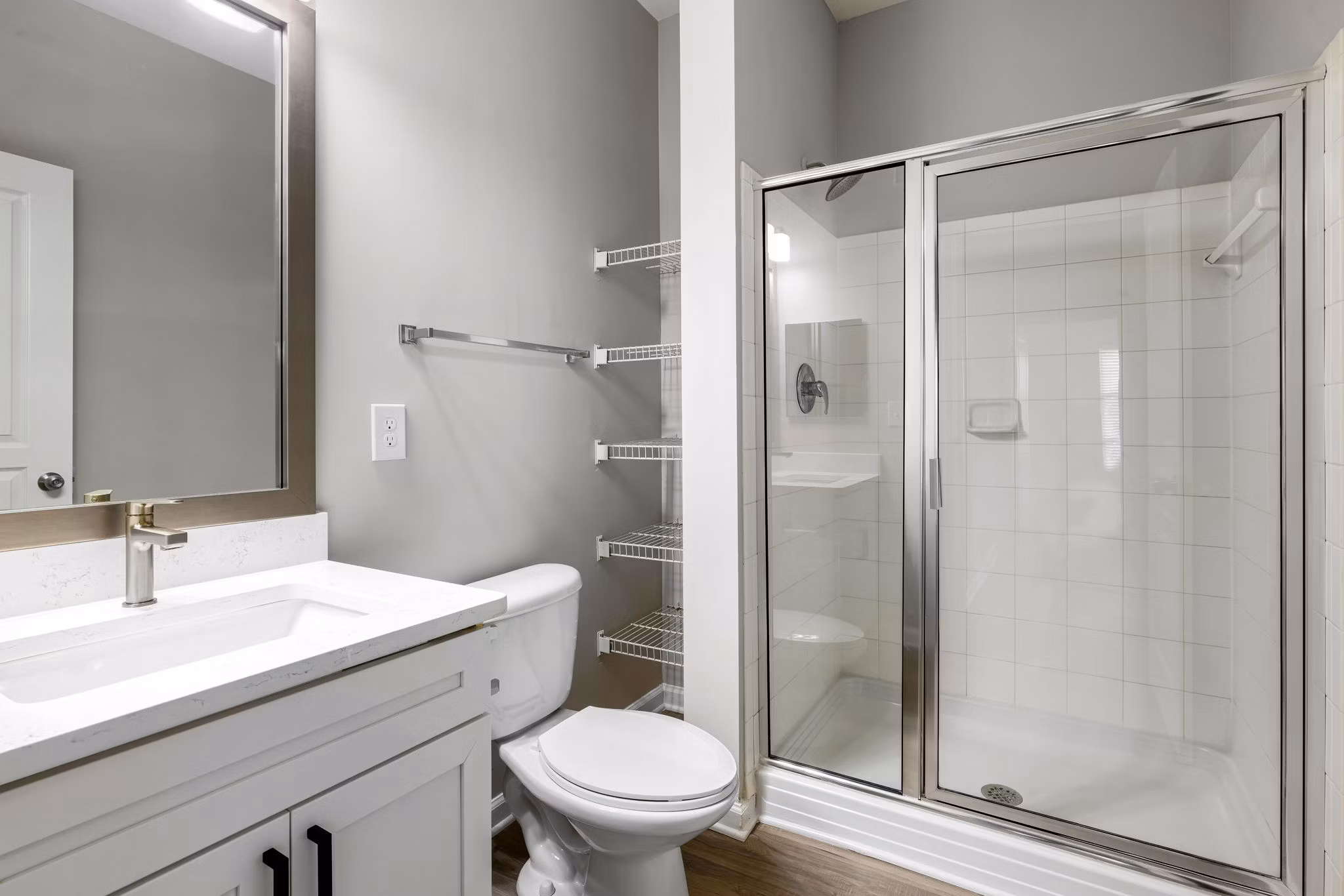 Modern bathroom with sleek fixtures at Windsor at Tryon Village Apartments