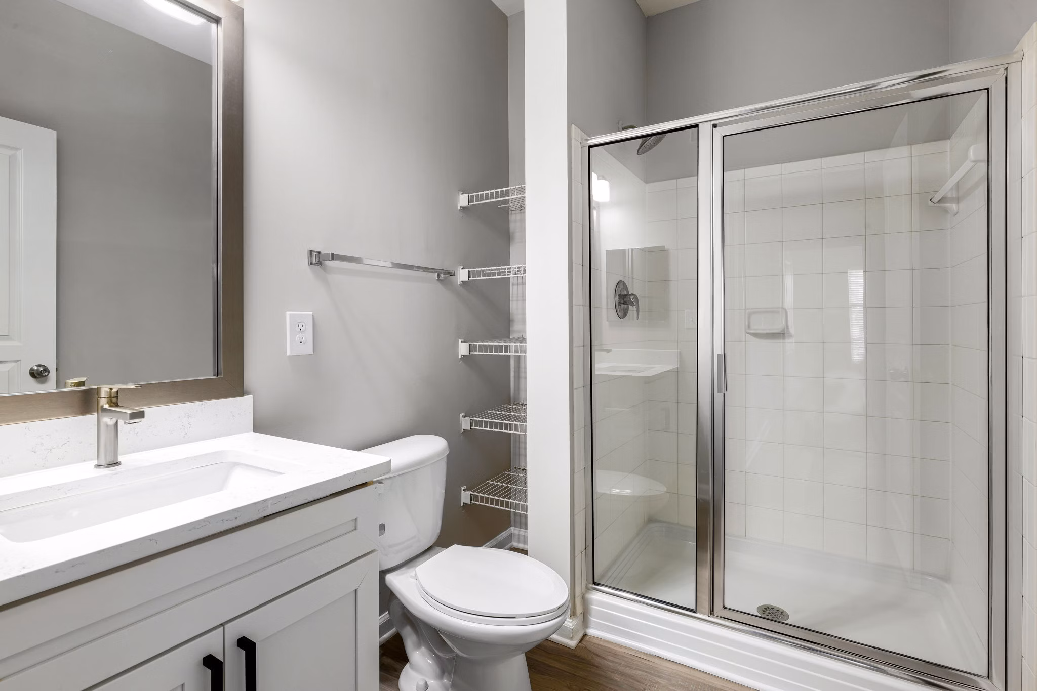 Modern bathroom with sleek fixtures at Windsor at Tryon Village Apartments