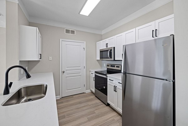 Spacious kitchen with stainless steel appliances at Windsor at Tryon Village luxury apartments