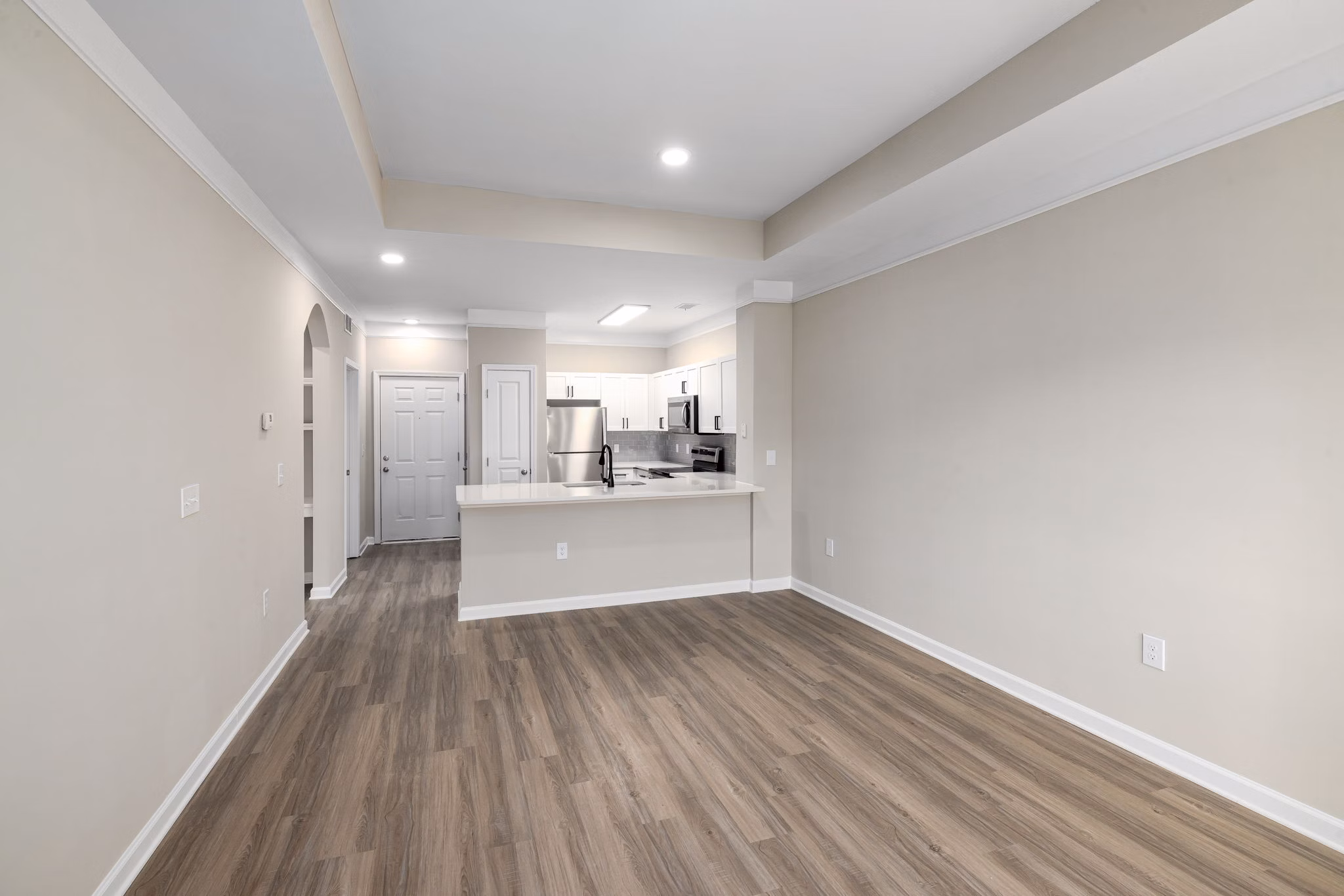 Contemporary living room with stylish decor at Windsor at Tryon Village Apartments, perfect for luxury apartment living