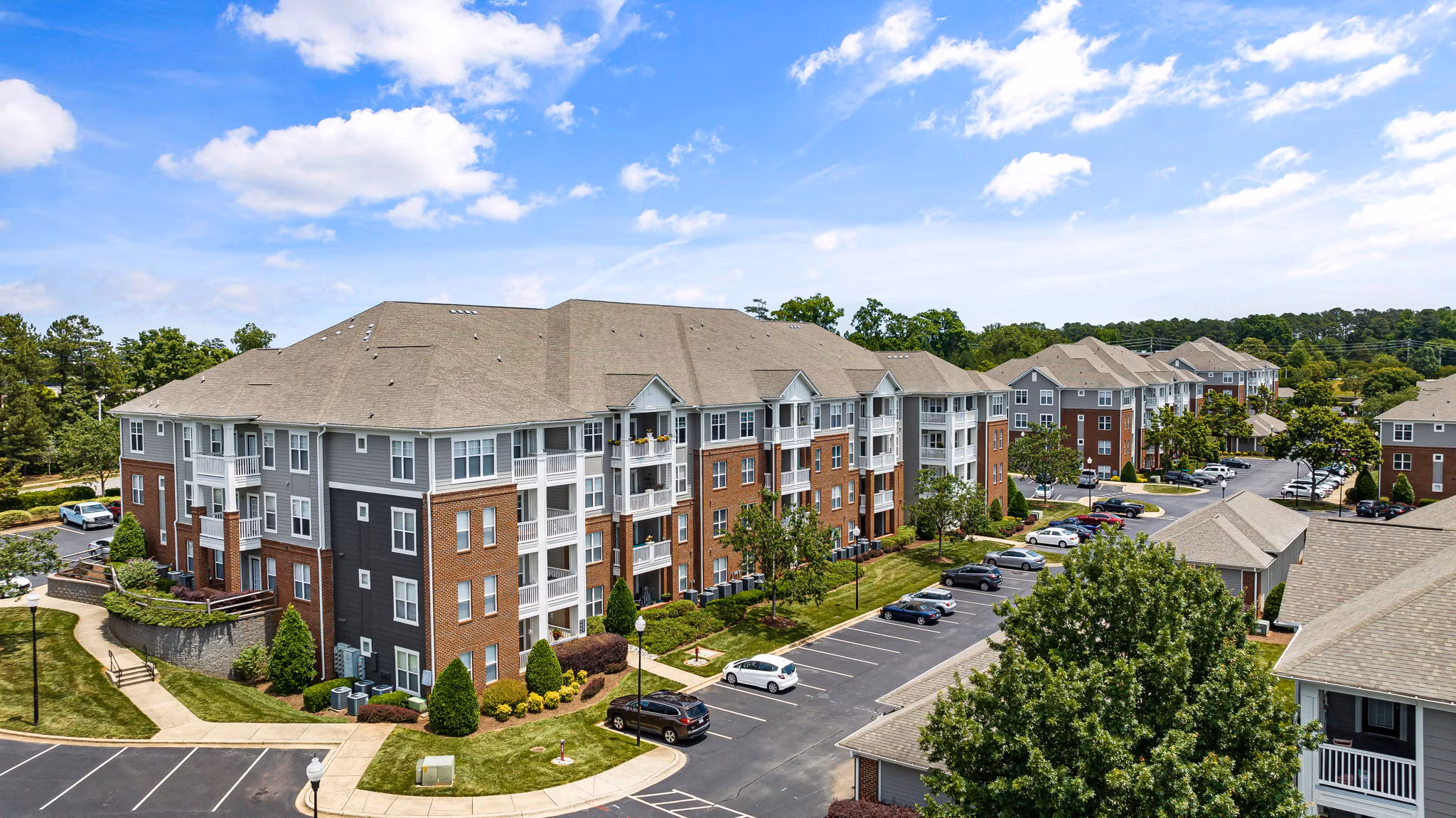 Scenic view from Windsor at Tryon Village luxury apartments, showcasing lush surroundings and modern design features