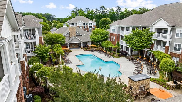 Windsor at Tryon Village: Scenic view of luxury apartments with lush landscaping in Cary, NC