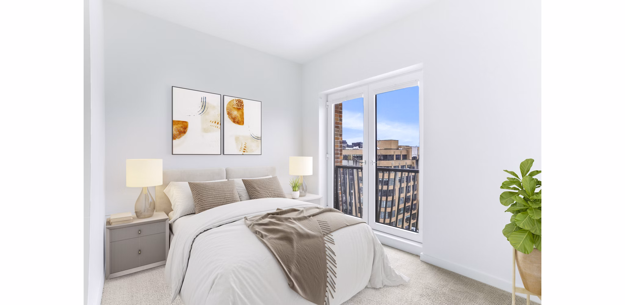 Elegant bedroom with modern decor at Dianne Apartments