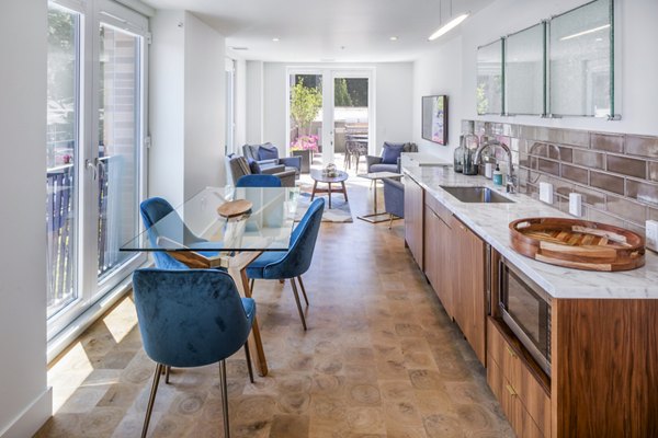 Clubhouse lobby featuring modern seating and chic decor at Dianne Apartments, a Greystar luxury property
