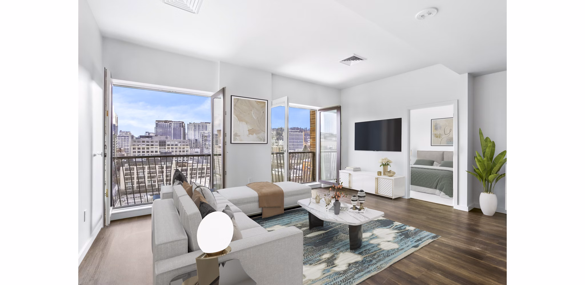 Modern living room with stylish decor in Dianne Apartments