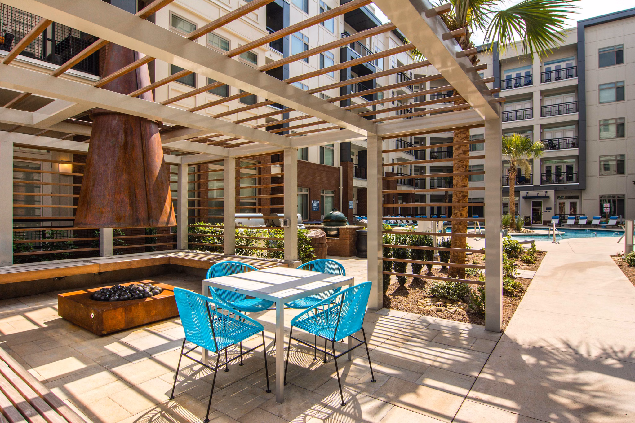 grill area at Ellison on Broad Apartments 