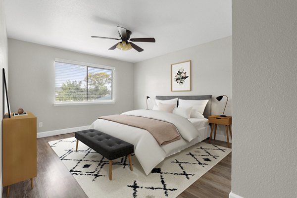 Bedroom featuring modern design and cozy layout at Kalaeloa Rental Homes