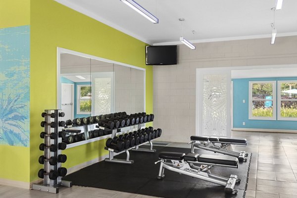 State-of-the-art fitness center with modern equipment at Kalaeloa Rental Homes, perfect for an active lifestyle