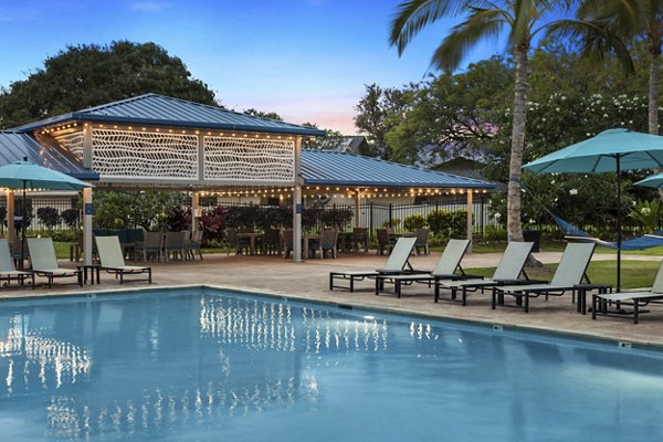 Family-friendly pool at Kalaeloa Rental Homes, offering a relaxing and inviting atmosphere for residents