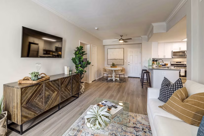 living room at Cape May at Harveston Apartments
