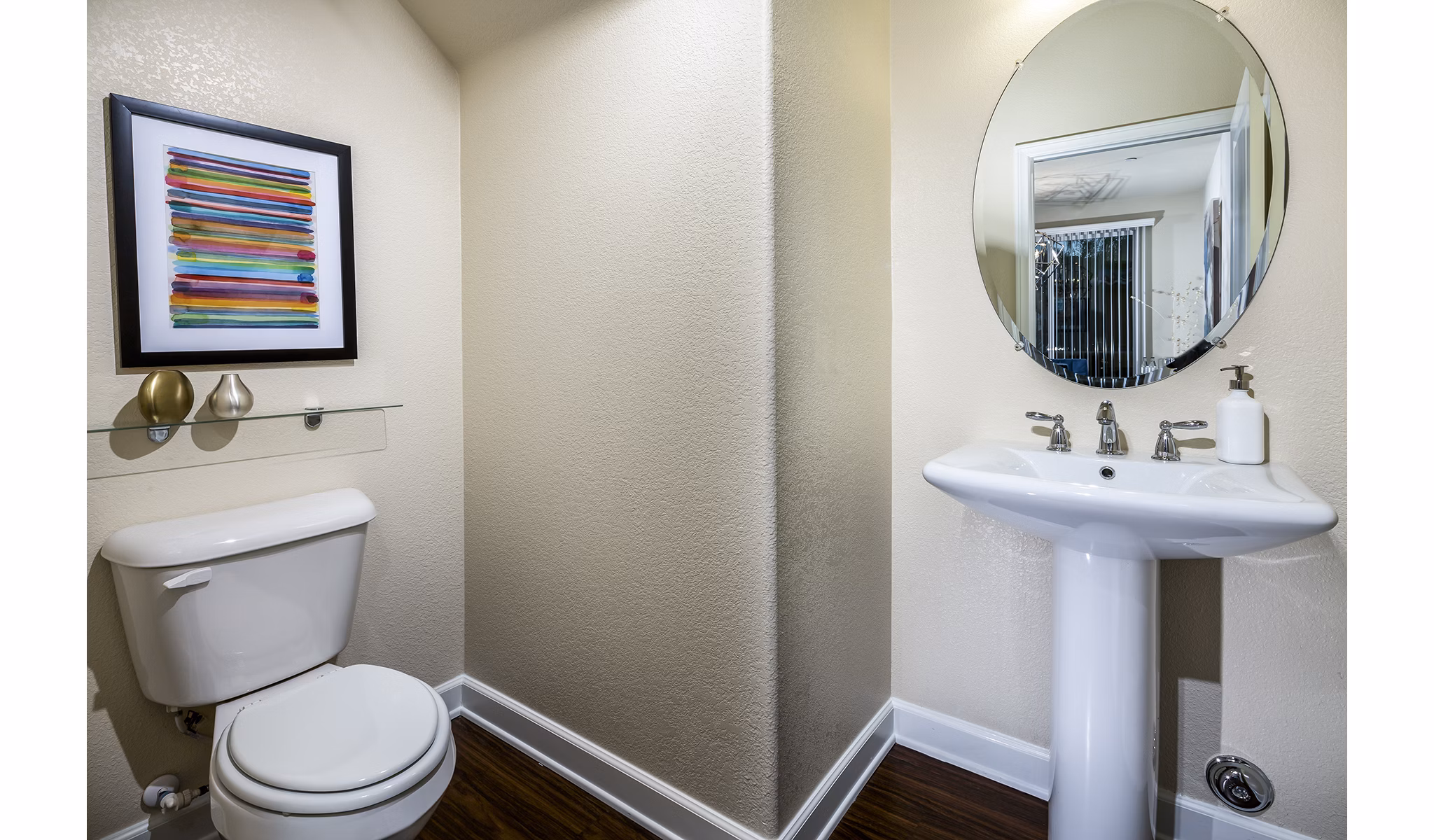Elegant bathroom featuring sleek fixtures at Townhomes at Lost Canyon Apartments
