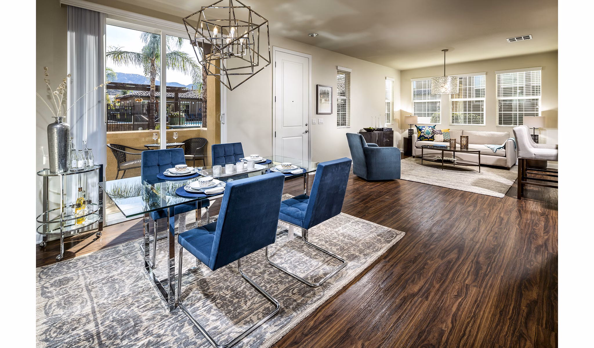 Dining room with elegant furnishings at Townhomes at Lost Canyon Apartments
