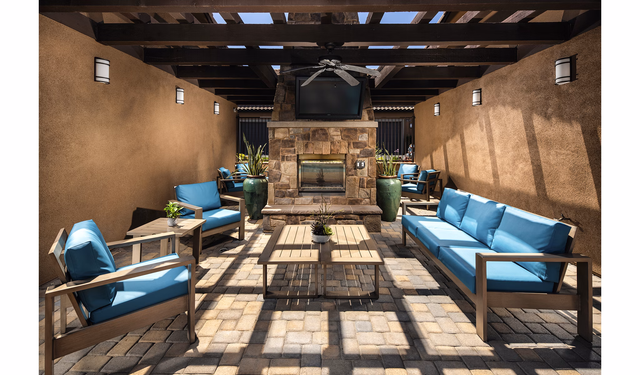 Cozy outdoor fire pit at Townhomes at Lost Canyon Apartments
