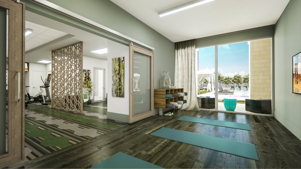 Modern fitness center with state-of-the-art equipment at Overture Sugar Land luxury apartments