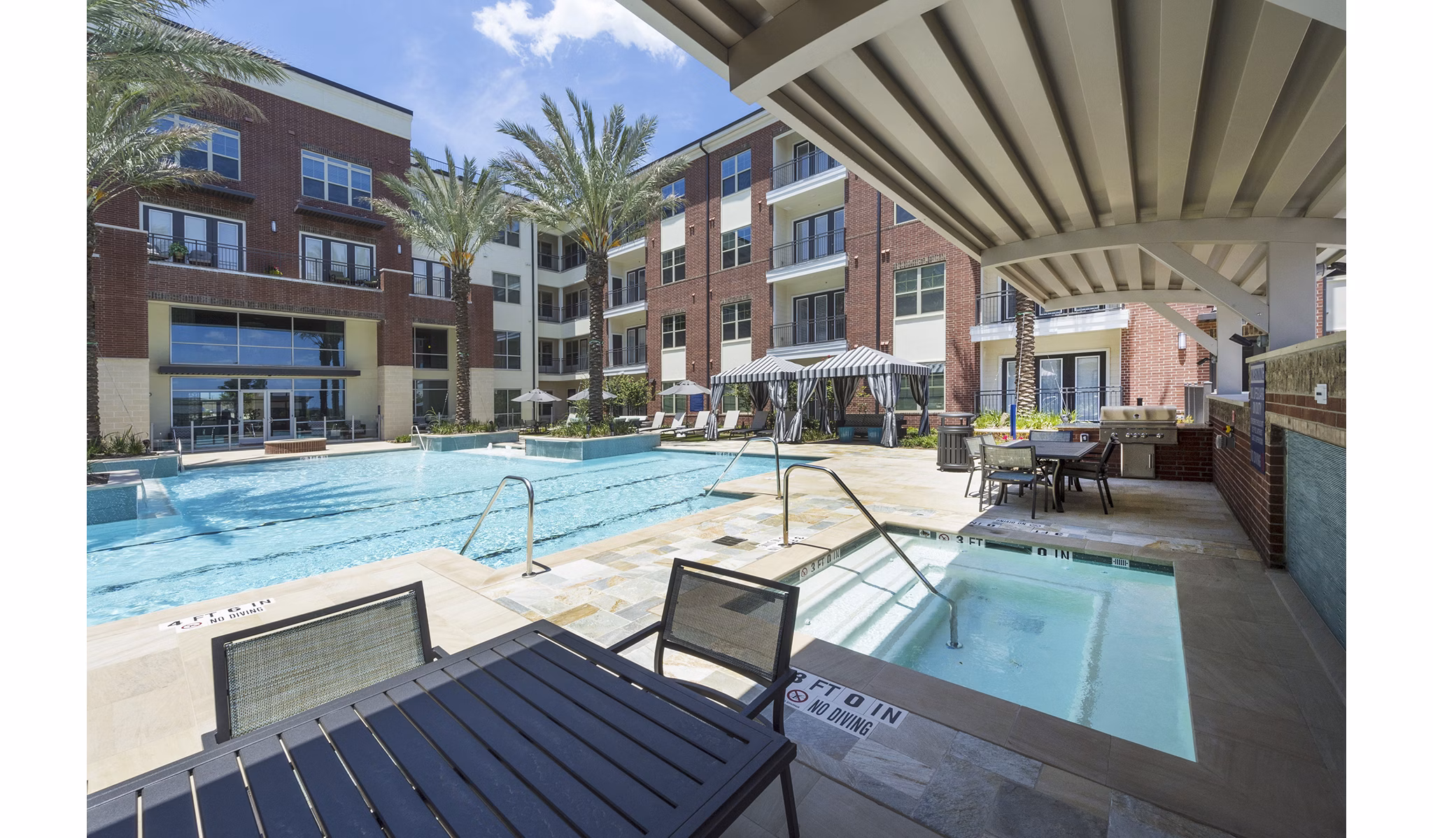 Resort-style pool at Overture Sugar Land luxury apartments