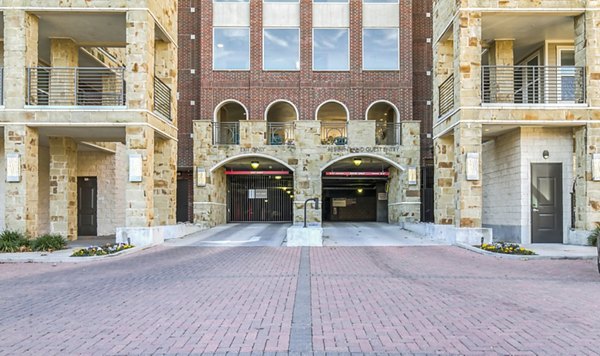 Spacious parking garage at Landmark on Lovers Apartments, offering convenient access for residents in our luxury Dallas community