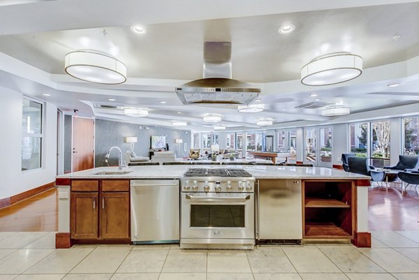 Elegant clubhouse with modern decor at Landmark on Lovers Apartments, perfect for gatherings and relaxation