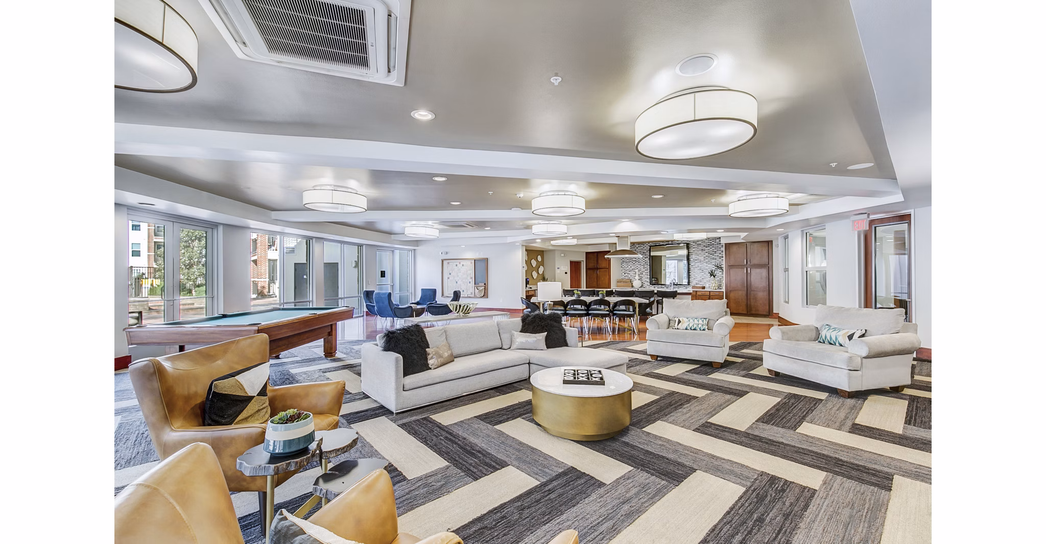 Luxurious clubhouse with modern decor at Landmark on Lovers Apartments, perfect for social gatherings and relaxation