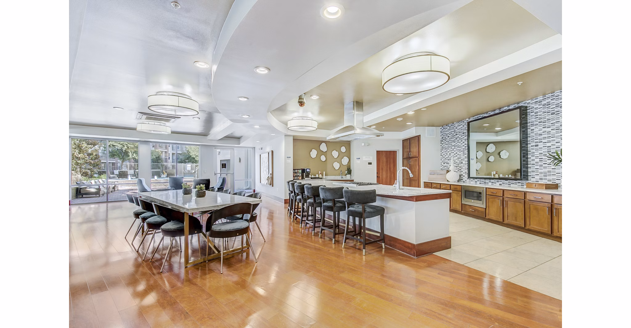 Clubhouse interior featuring a modern communal space with plush seating at Landmark on Lovers Apartments, perfect for social gatherings and events