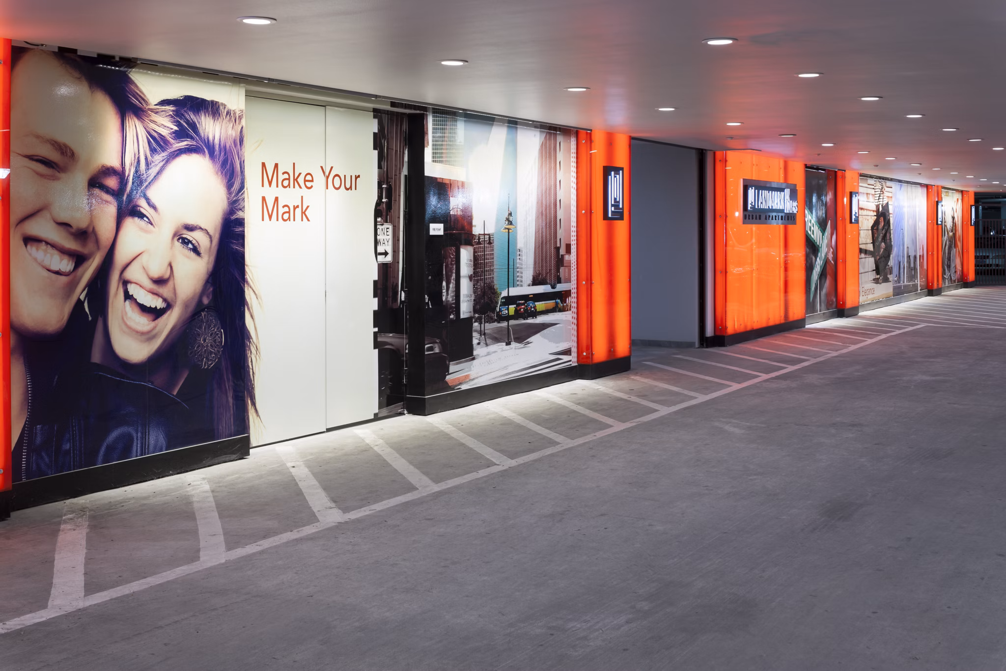 Well-lit parking garage with ample spaces at Landmark on Lovers Apartments in Dallas