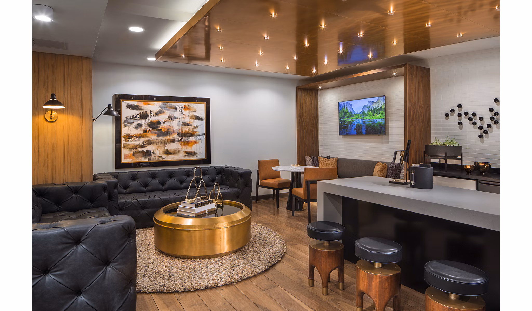 Clubhouse with contemporary design elements at The Hudson Apartments